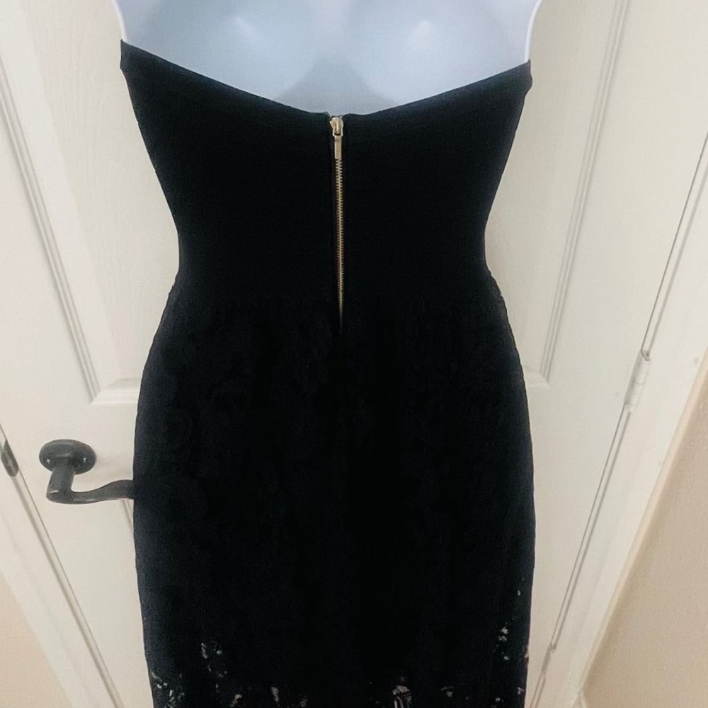 NWT Bebe Women's Black Strapless Tube Lace Maxi Dress, size Small - Picture 12 of 12